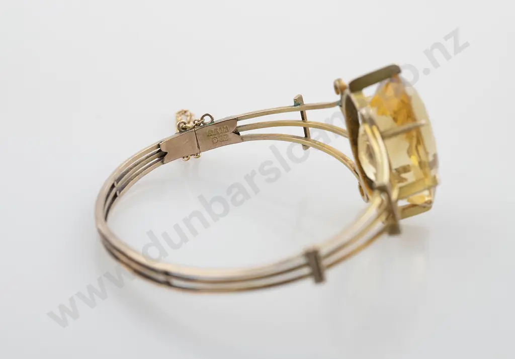 Colonial C1886 NZ 9ct Single Citrine Hinged Snap Bangle Image 1++