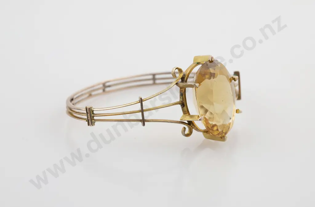 Colonial C1886 NZ 9ct Single Citrine Hinged Snap Bangle Image 1++