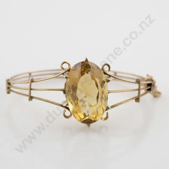 Colonial C1886 NZ 9ct Single Citrine Hinged Snap Bangle