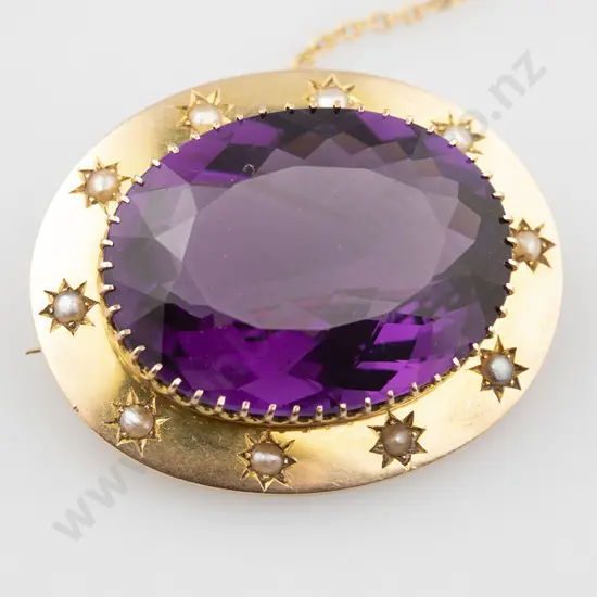 Colonial NZ 15ct Single Amethyst Brooch