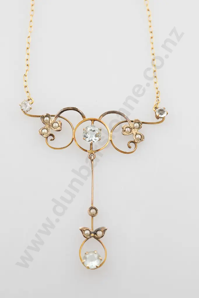Edwardian 9ct Scroll Pendant Image 1++