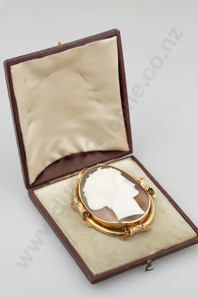 Large Victorian 9ct Framed Cameo Brooch Image 1++