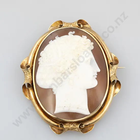 Large Victorian 9ct Framed Cameo Brooch
