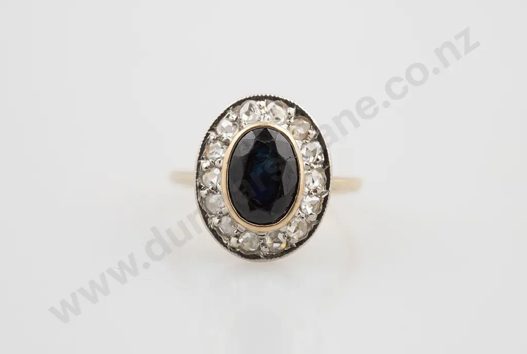 18ct 15stone Sapphire & Diamond Cluster Ring Image 1++