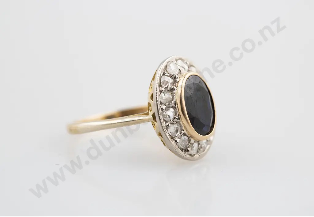 18ct 15stone Sapphire & Diamond Cluster Ring Image 1++