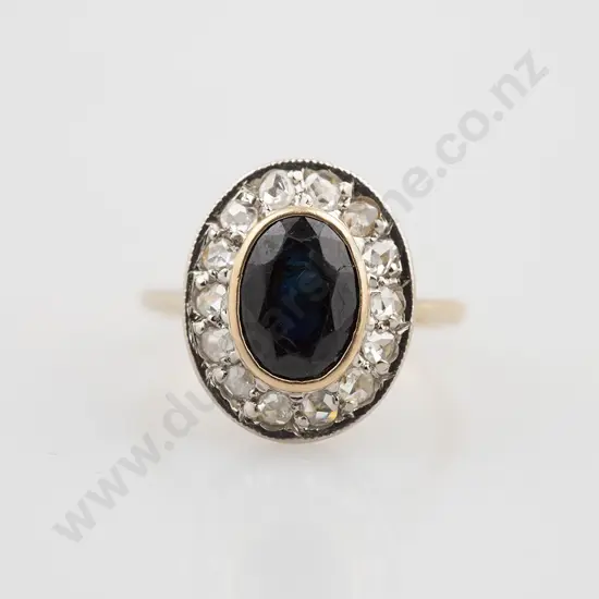 18ct 15stone Sapphire & Diamond Cluster Ring