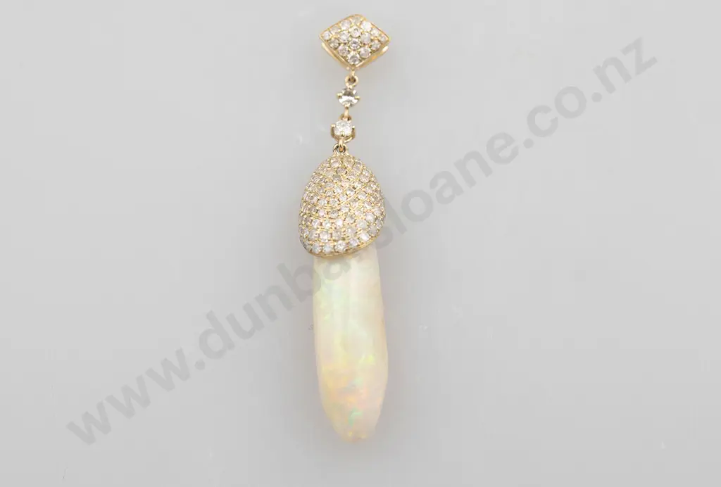 14ct Mintabie Opal and Diamond Pendant Image 1++
