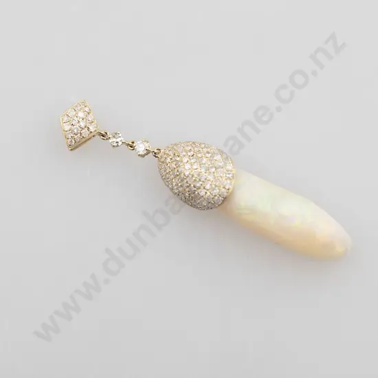 14ct Mintabie Opal and Diamond Pendant
