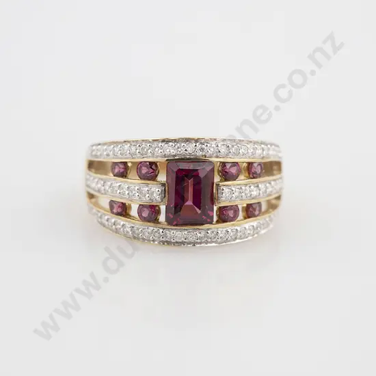 9ct 73stone Garnet & Diamond Dress Ring