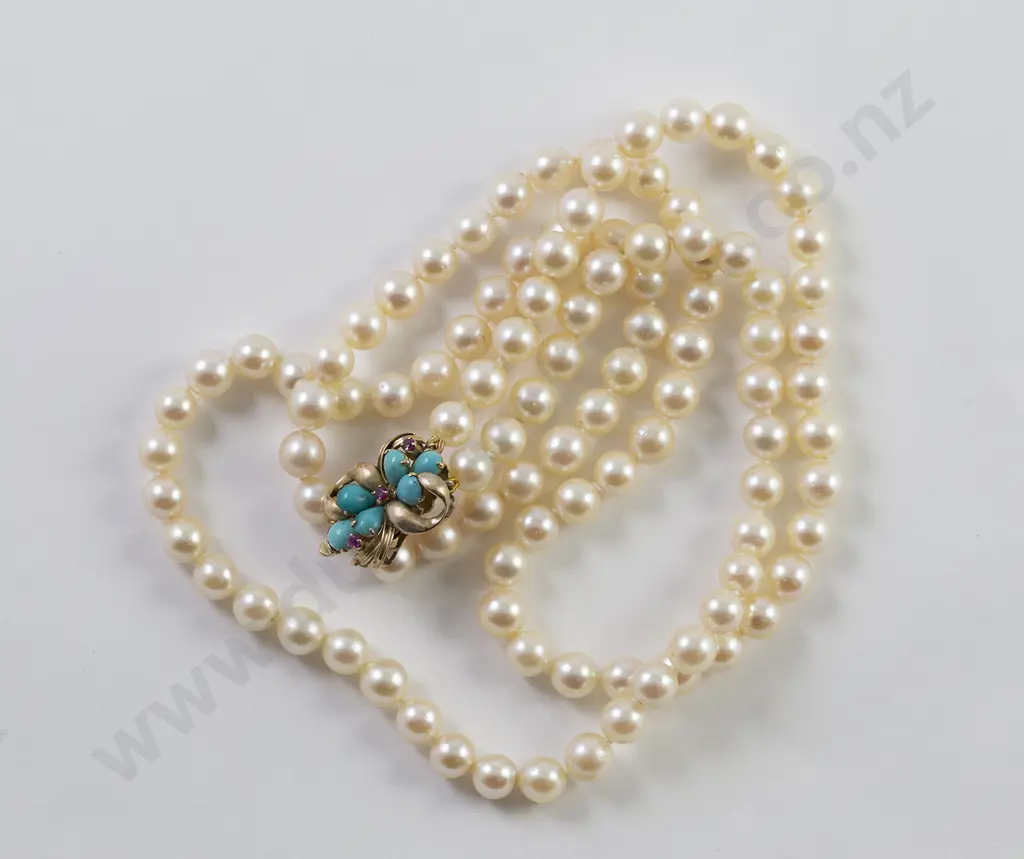 Uniform Double Strand Cultured Pearl Necklace Image 1++