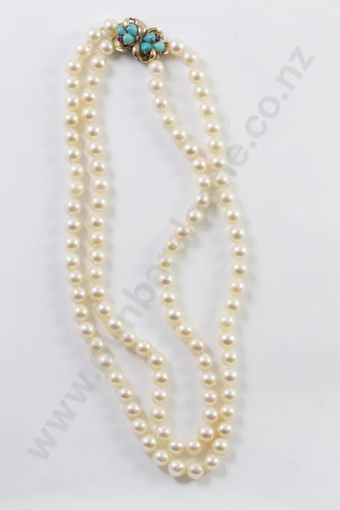 Uniform Double Strand Cultured Pearl Necklace Image 1++