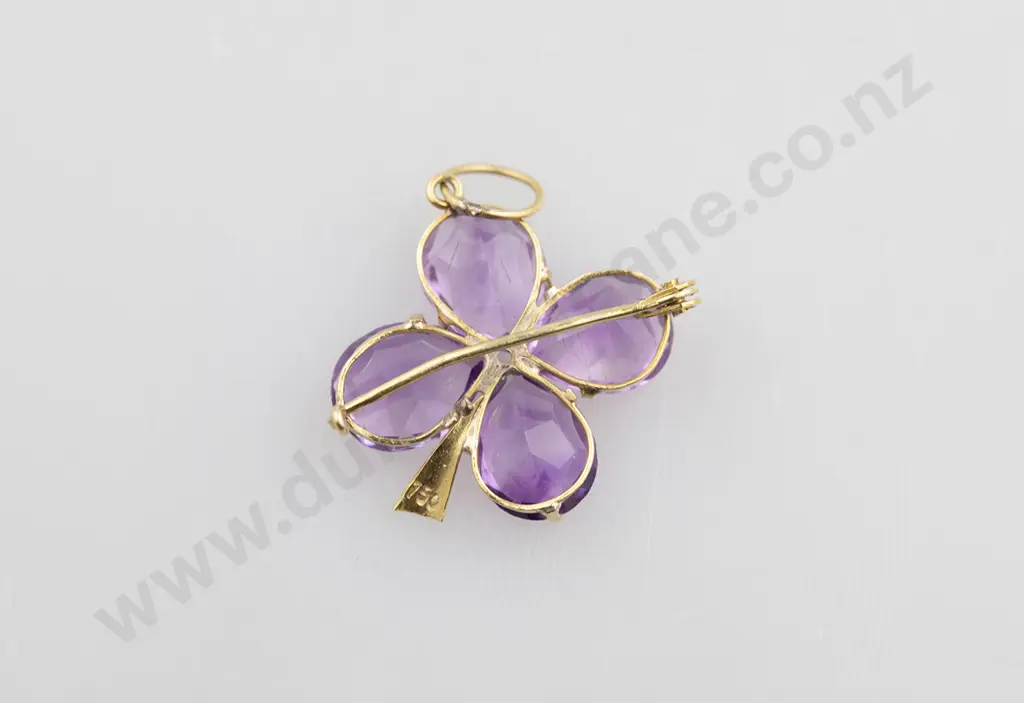18ct Four Stone Amethyst Pendant Image 1++