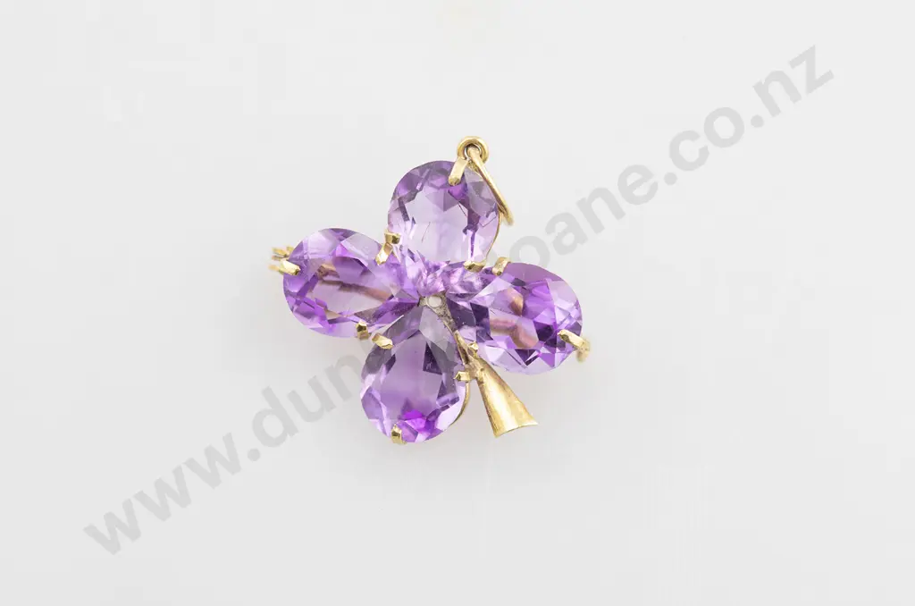 18ct Four Stone Amethyst Pendant Image 1++