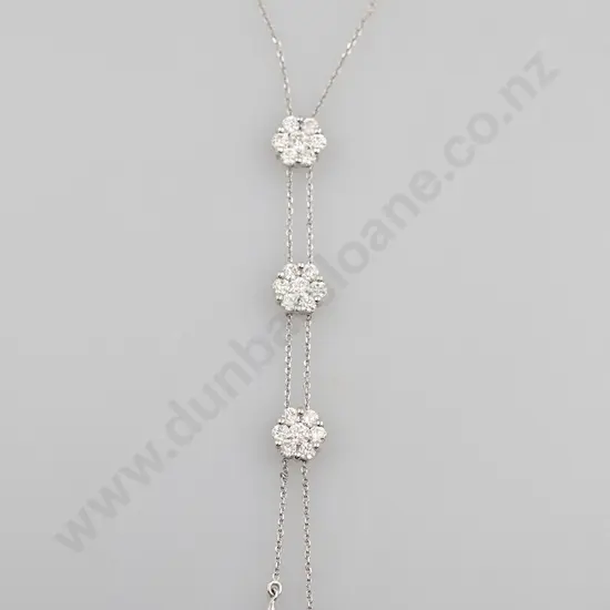 18ct White Gold 21stone Diamond Pendant