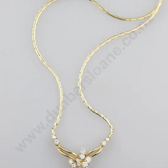 14ct 19stone Diamond Pendant Necklace