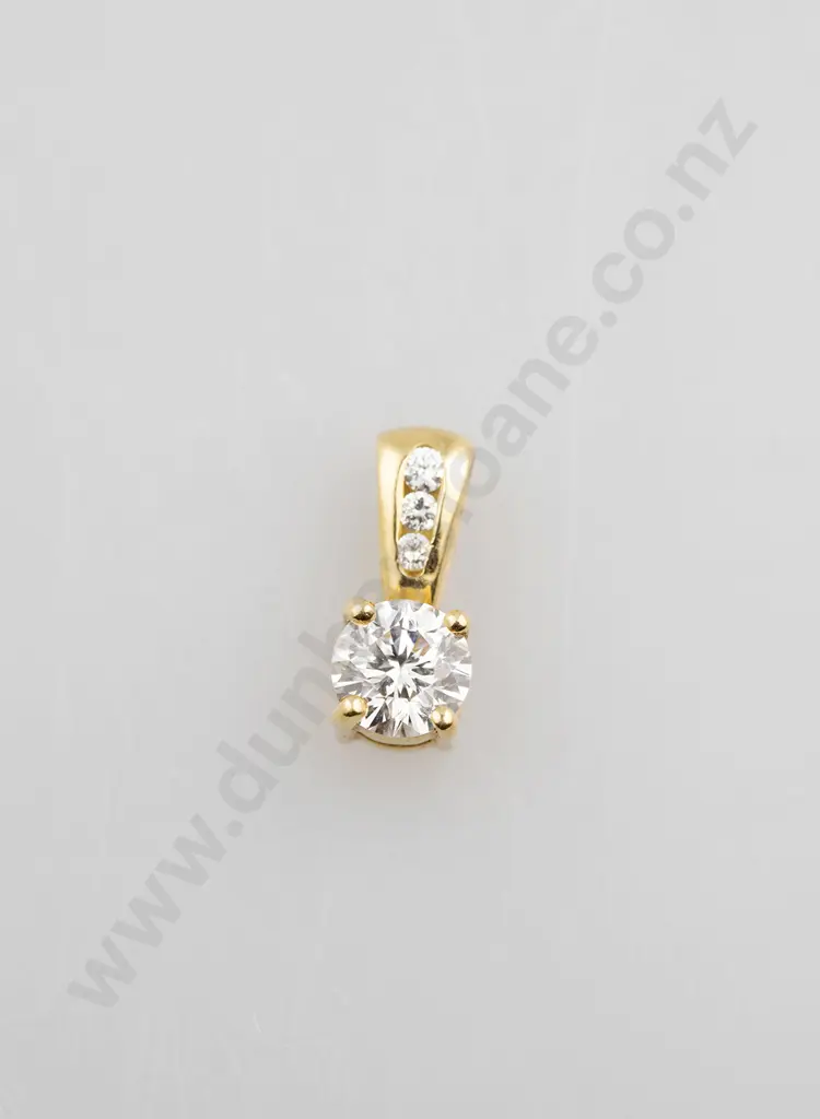 18ct Solitaire Diamond Pendant Image 1++
