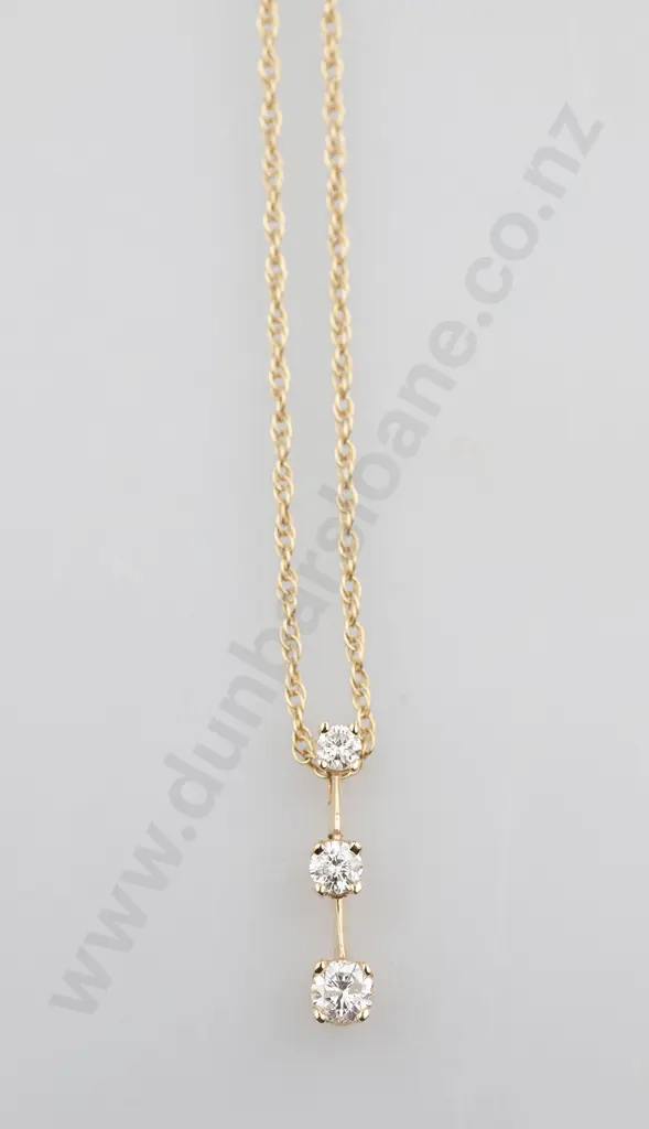 14ct Three Stone Diamond Pendant Image 1++