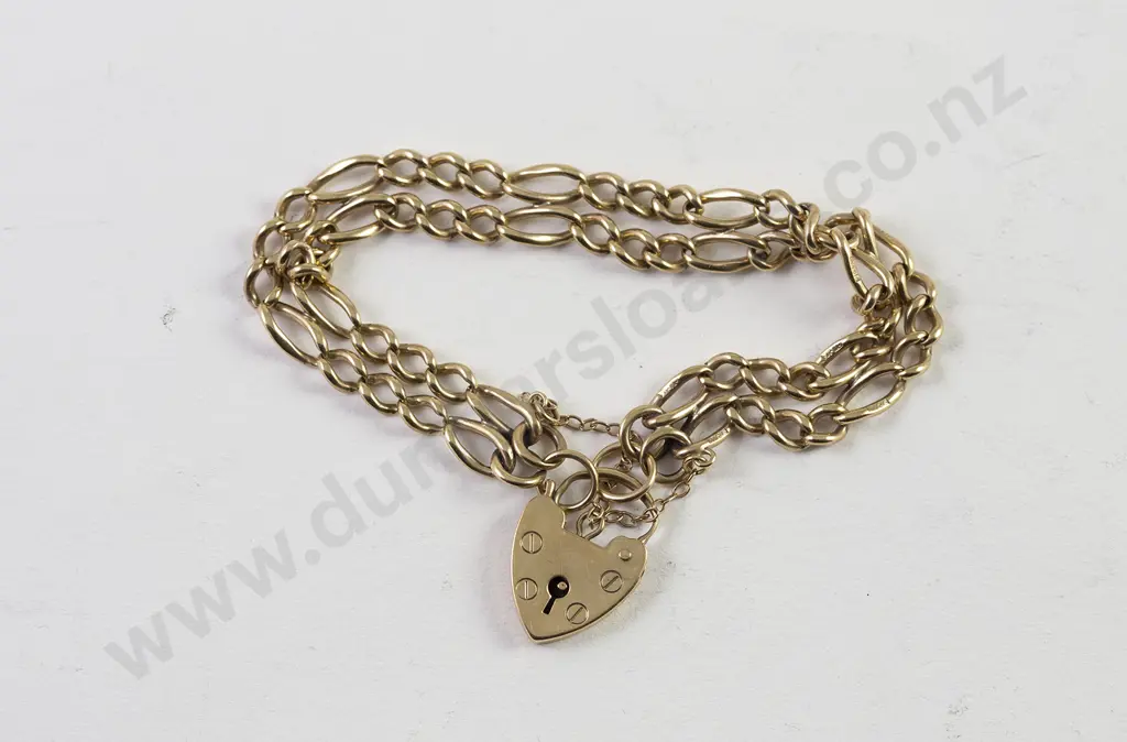 9ct Double Mixed Curb Link Bracelet Image 1++