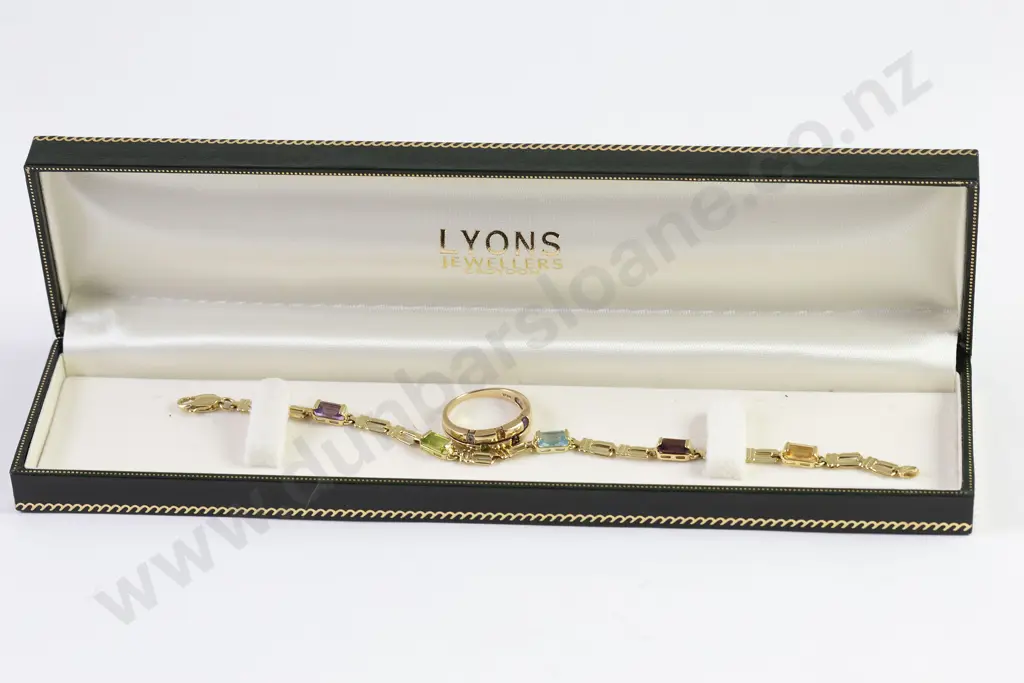 9ct Five Multi-Gem Set Fancy Bracelet Image 1++