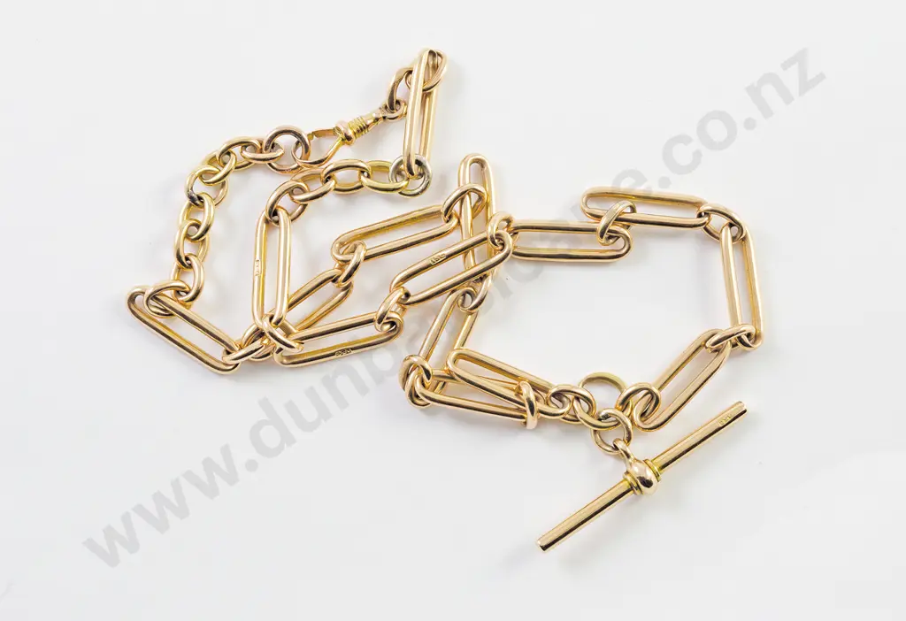 15ct Rail Link Albert Chain Image 1++
