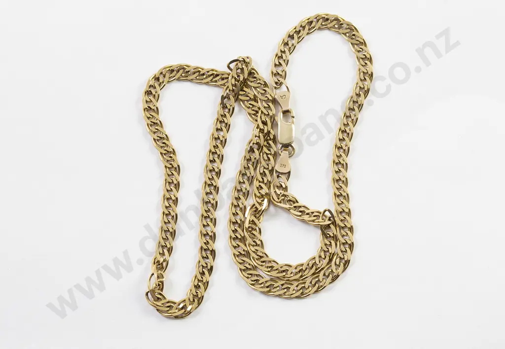 9ct Double Flattened Curb Link Neck Chain Image 1++