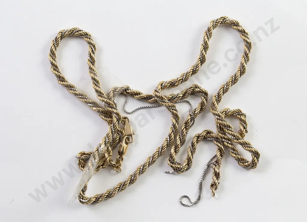 9ct Rope Twist Link Neck Chain and Matching Bracelet Image 1++