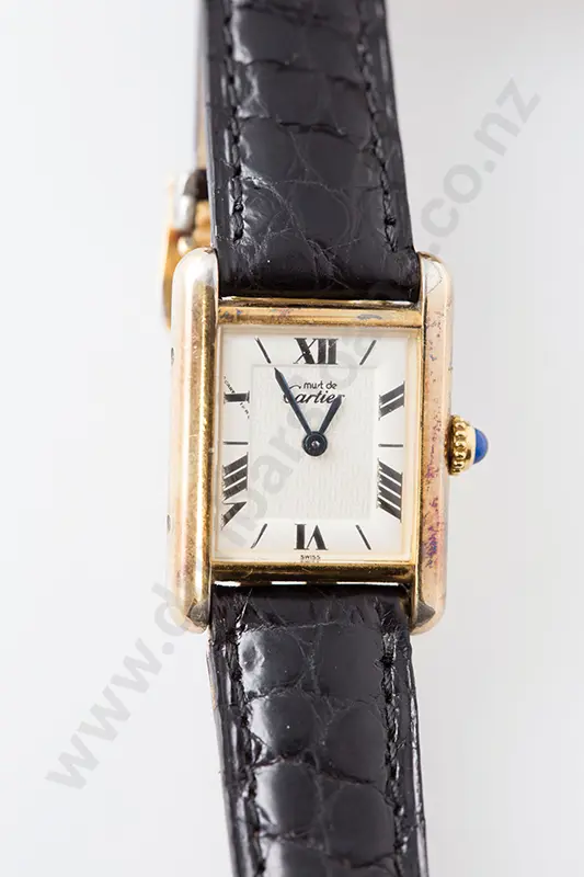 Must de Cartier Tank Argent 925 Vermeil Ladies Wrist Watch Image 1++