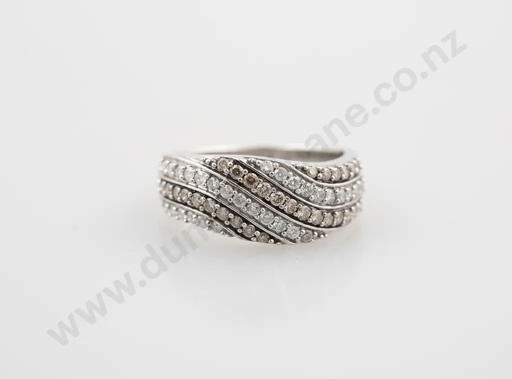 14ct White Gold 66stone Fancy Diamond Band Image 1++