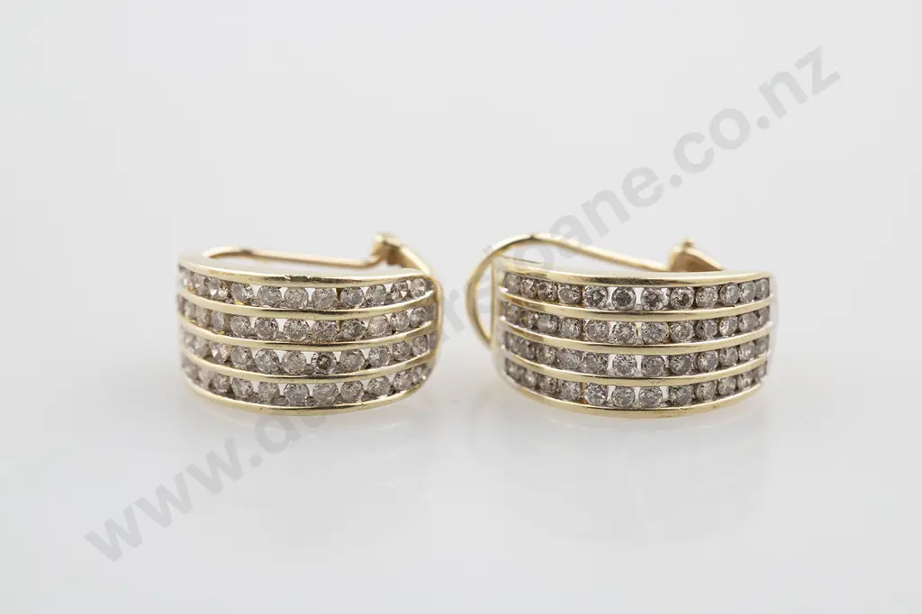 10ct Diamond Half Hoop Earrings Image 1++