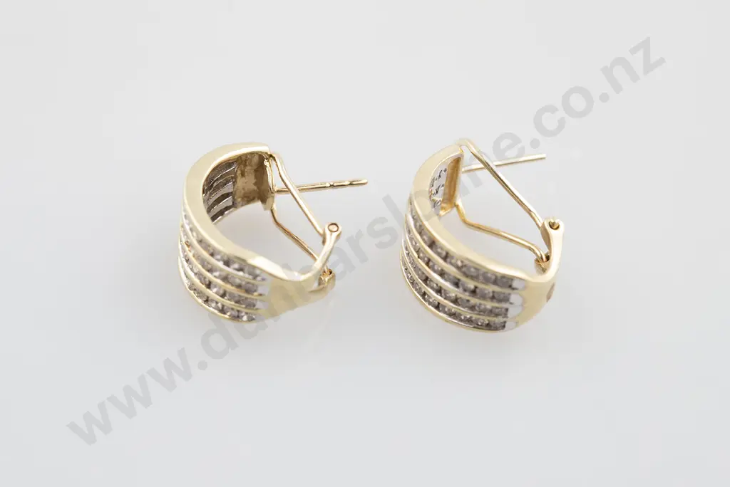 10ct Diamond Half Hoop Earrings Image 1++
