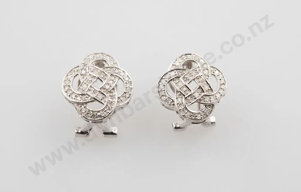 14ct White Gold Diamond Fancy Earrings Image 1++