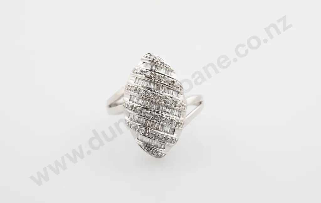 10ct White Gold 83stone Diamond Fancy Dress Ring Image 1++