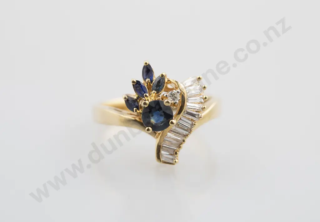 18ct 18stone Sapphire and Diamond Cluster Ring Image 1++