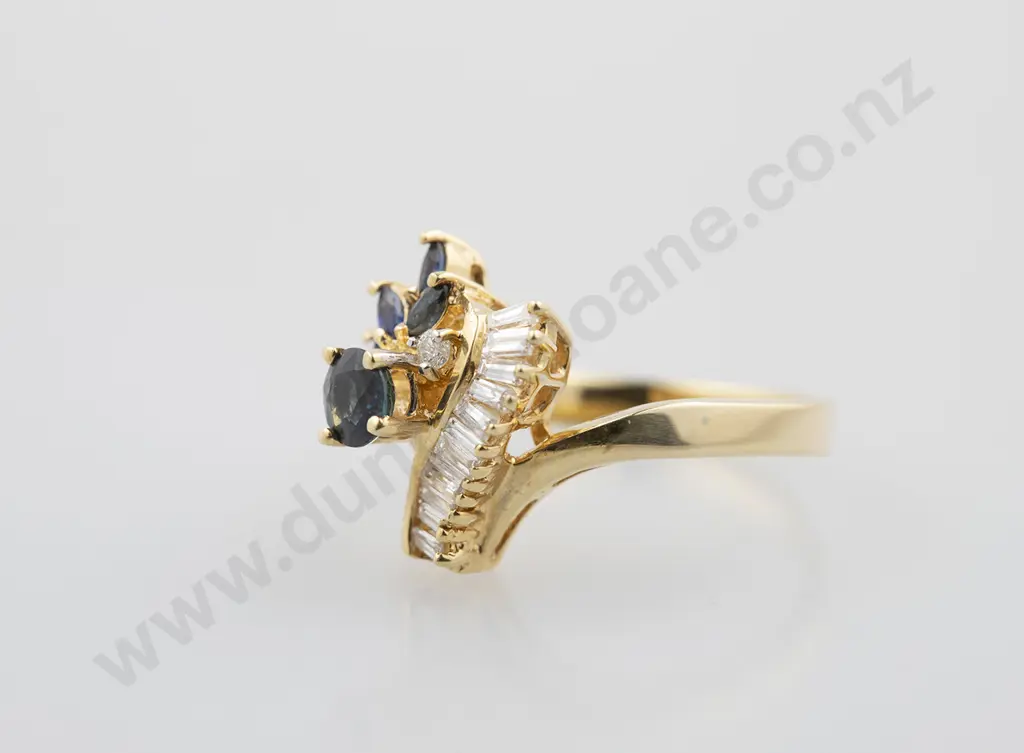18ct 18stone Sapphire and Diamond Cluster Ring Image 1++