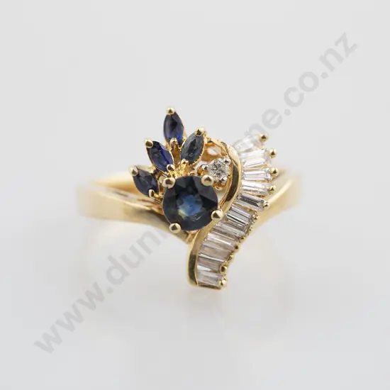 18ct 18stone Sapphire and Diamond Cluster Ring