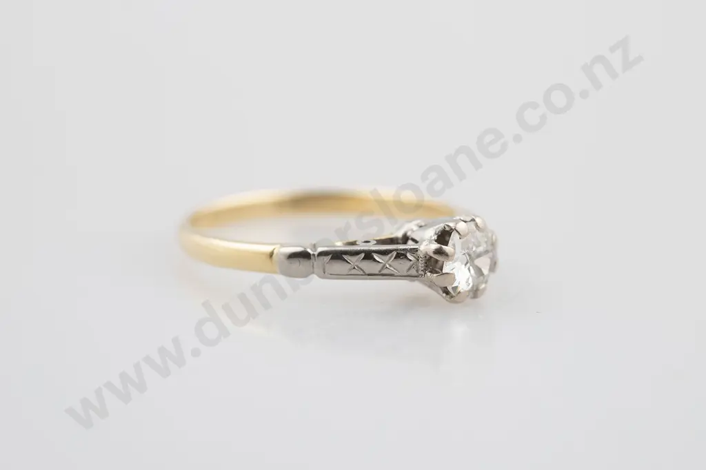18ct and Platinum Solitaire Diamond Ring Image 1++