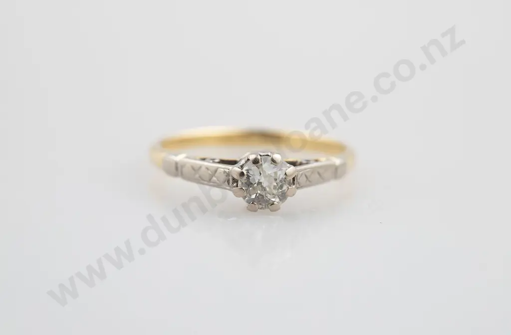 18ct and Platinum Solitaire Diamond Ring Image 1++
