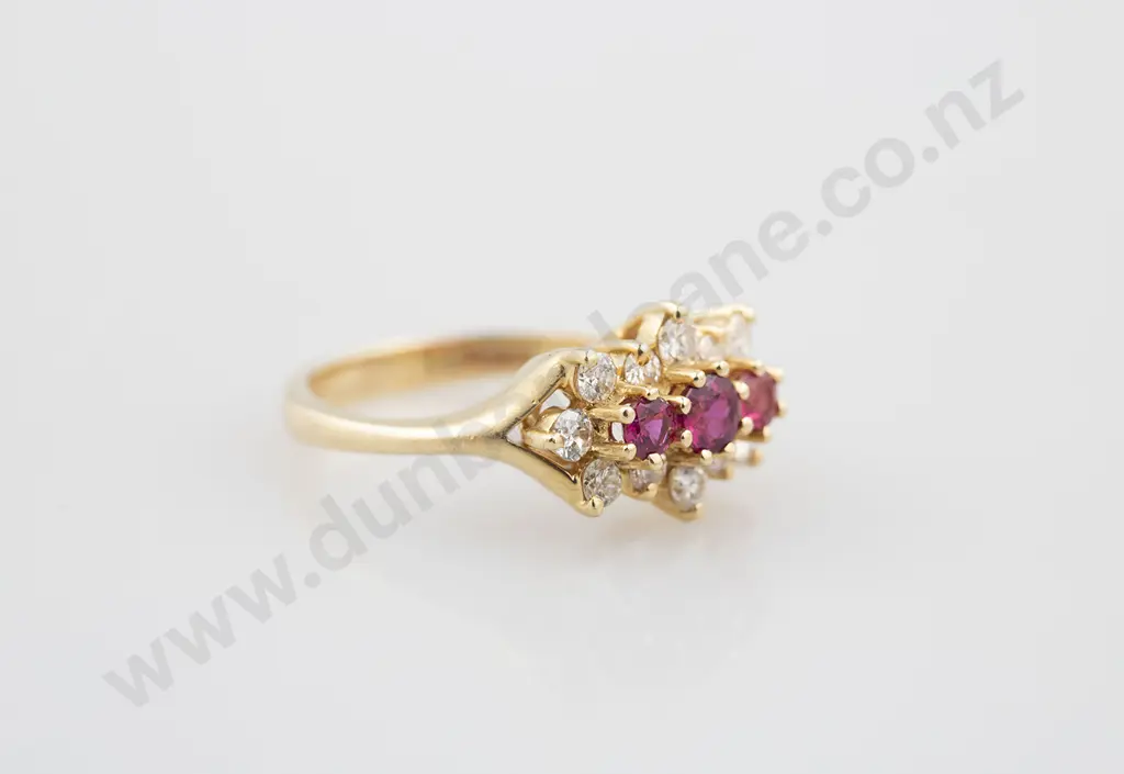 14ct 15stone Ruby & Diamond Ring Image 1++
