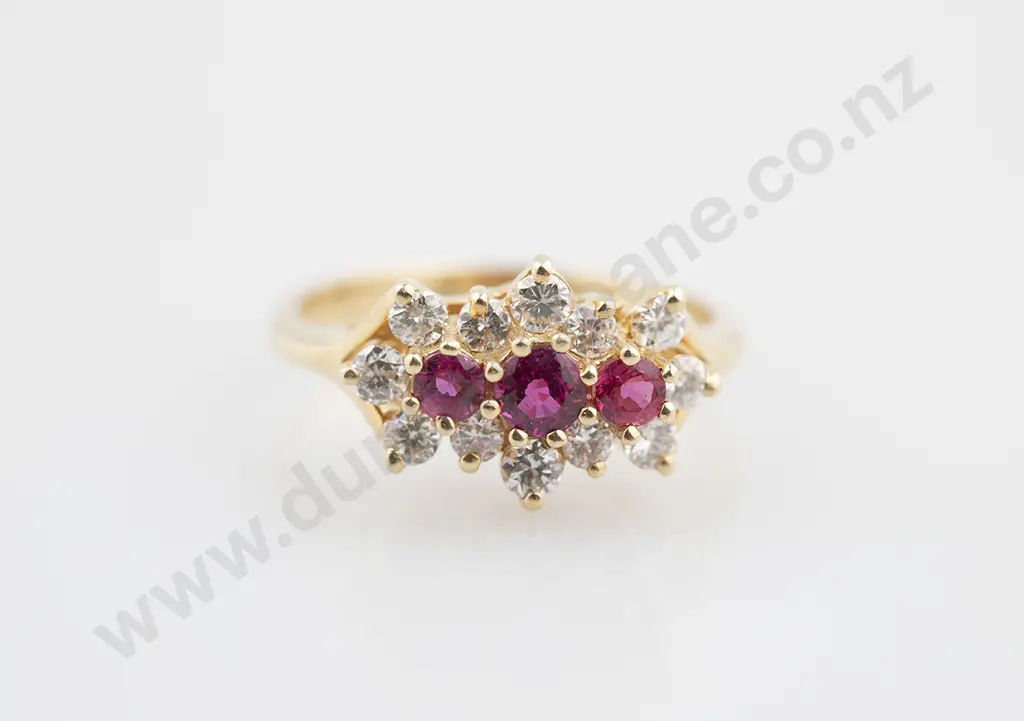 14ct 15stone Ruby & Diamond Ring Image 1++