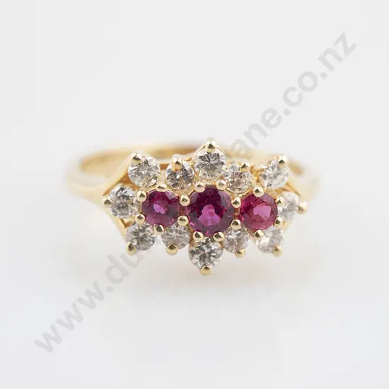 14ct 15stone Ruby & Diamond Ring