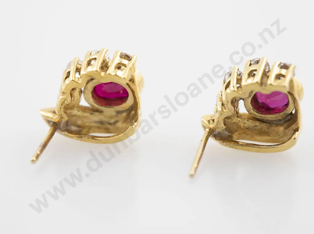 18ct Ruby & Diamond Stud Earrings Image 1++