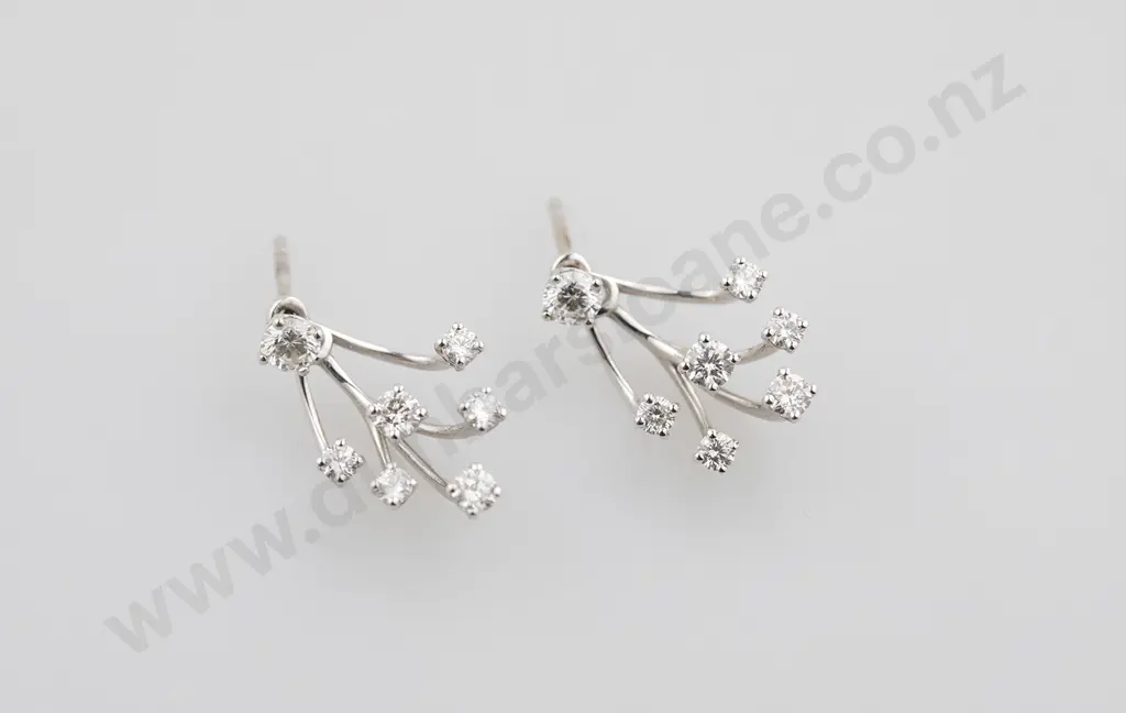 18ct White Gold Diamond Spray Earrings Image 1++