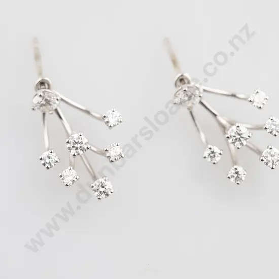 18ct White Gold Diamond Spray Earrings