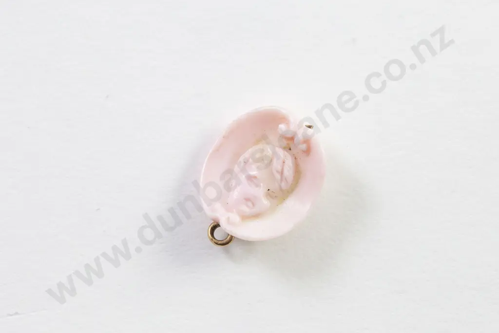 Victorian Tiny Carved Pink Coral Cameo Charm Image 1++