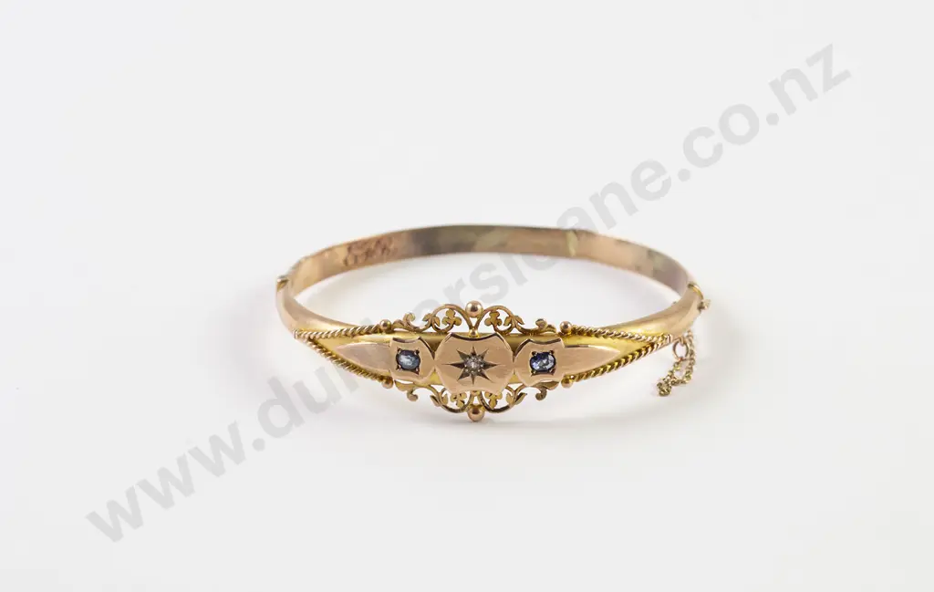 Edwardian 9ct Fancy Hinged Snap Bangle Image 1++