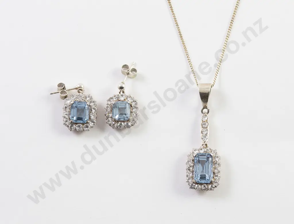 9ct and Silver Synthetic Spinel & Sapphire Cluster Pendant Image 1++