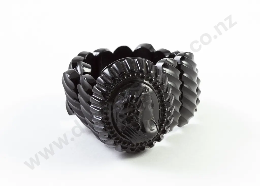 Victorian French Jet Mourning Bracelet Image 1++
