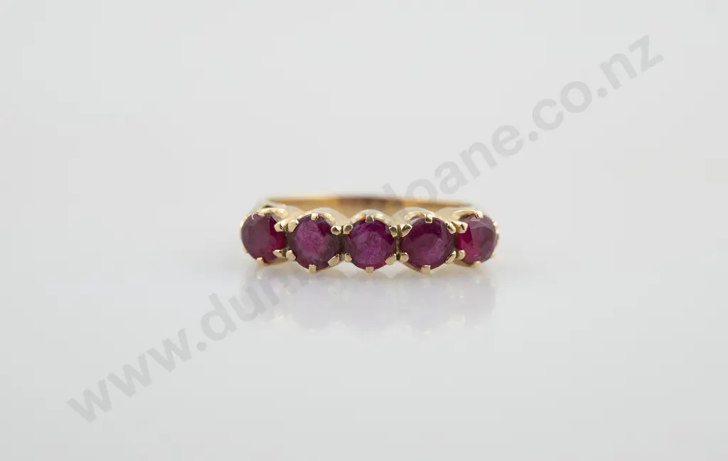 18ct Five Stone Ruby Bridge Ring Image 1++