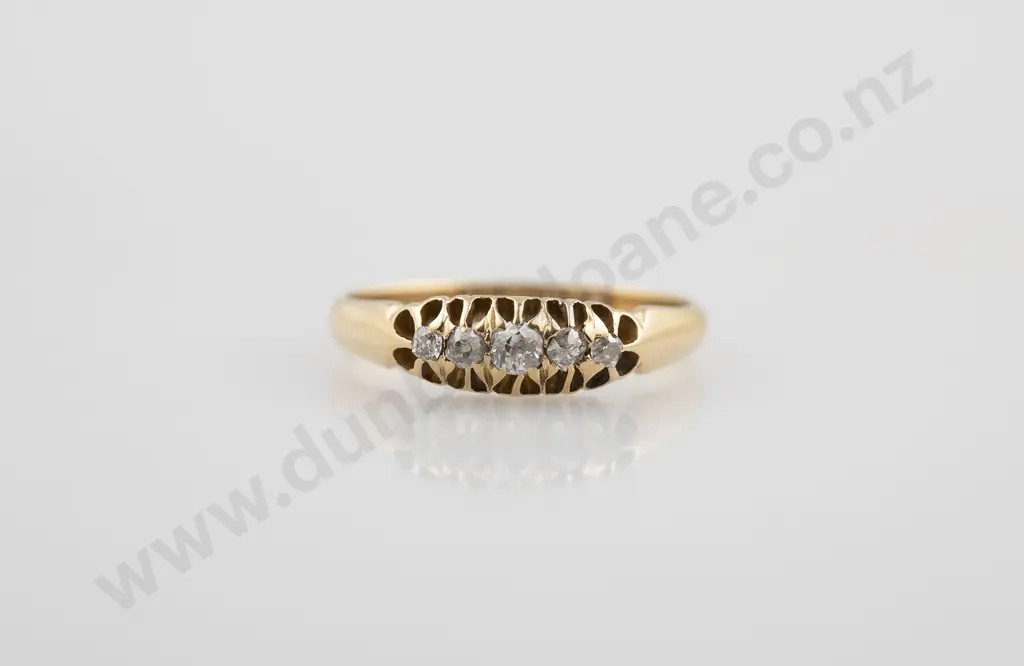 Victorian 18ct Five Stone Diamond Bridge Ring Image 1++
