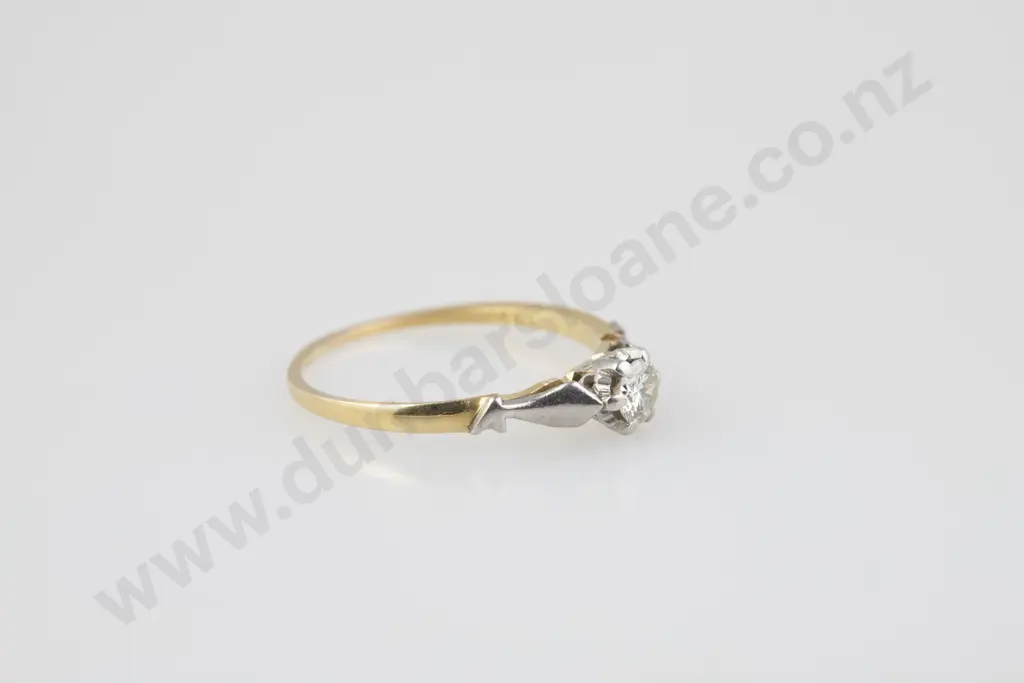 18ct & Platinum Solitaire Diamond Ring Image 1++